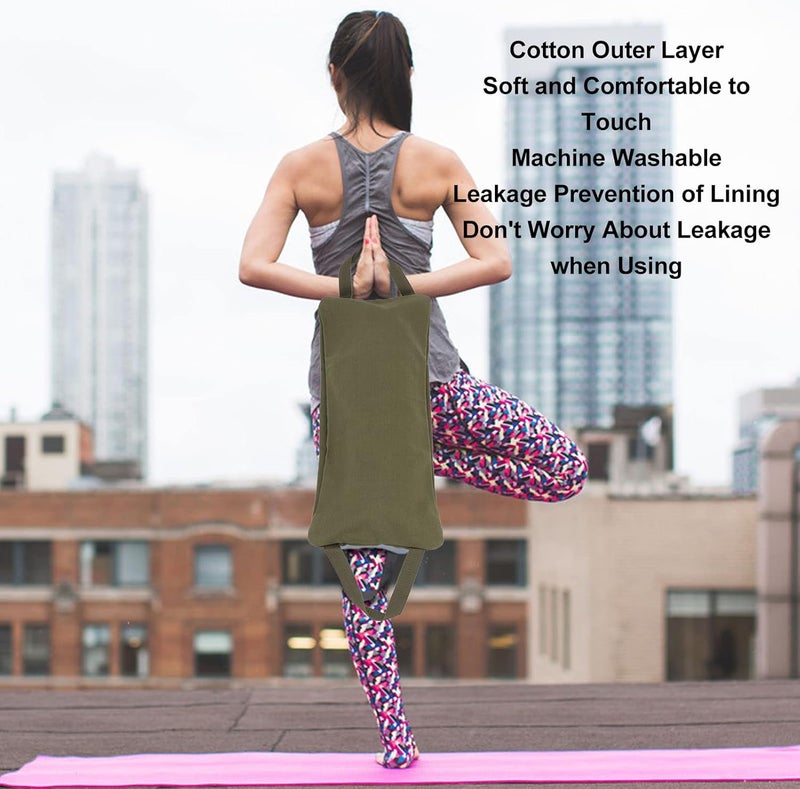 Topyond Sand Bag for Weight Training, Green Yoga Sand Bag with Handle, Yoga Weightlifting, Portable Fillable Yoga Canvas Sandbags for Yoga Weights and Training, Yoga Weight Bag - Image 3